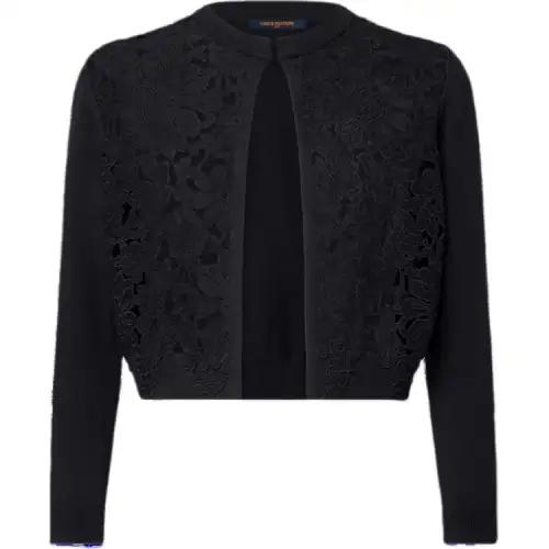 LOUIS VUITTON Floral Lace Accent Cardigan