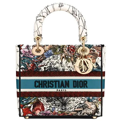 DIOR Embroidery Clutch Medium Women's Milk White