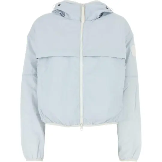 Canada Goose однотонная легкая женская куртка на молнии с капюшоном светло-синего цвета