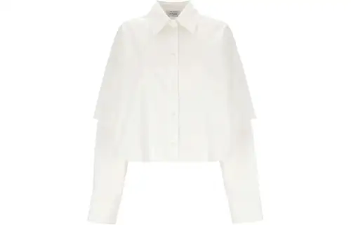 OFF-WHITE logo-embroidery layered cotton shirt