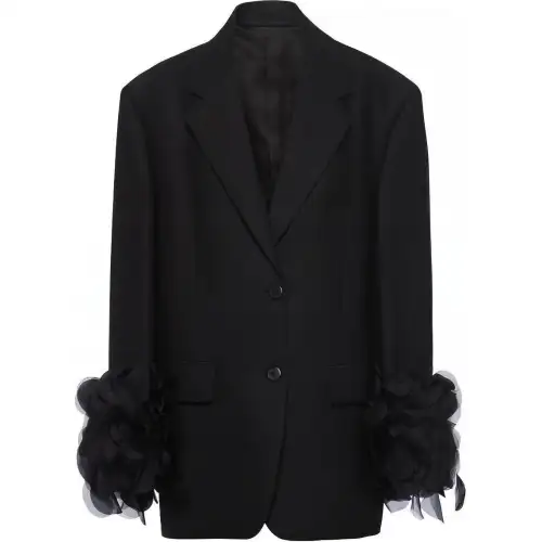 PRADA Jackets Women's Black Suit Collar Moderate
