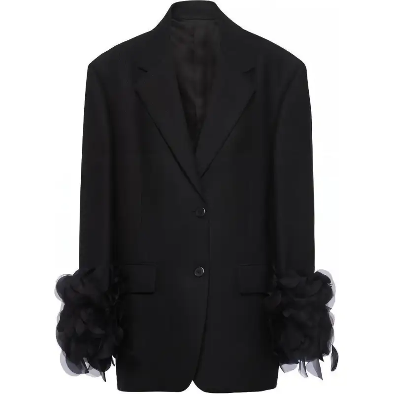 PRADA Jackets Women's Black Suit Collar Moderate