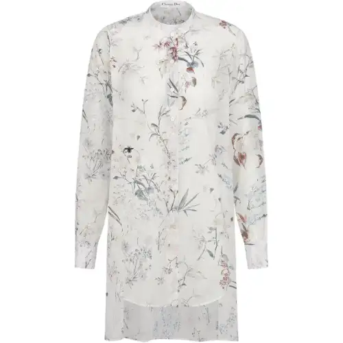 DIOR Shirts Women's White Stand Collar Moderate