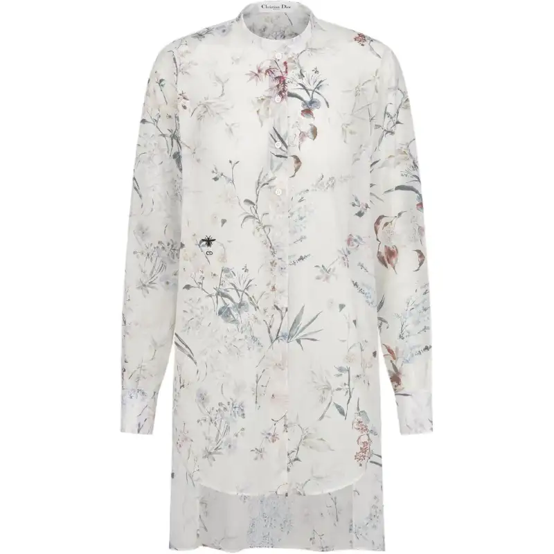 DIOR Shirts Women's White Stand Collar Moderate