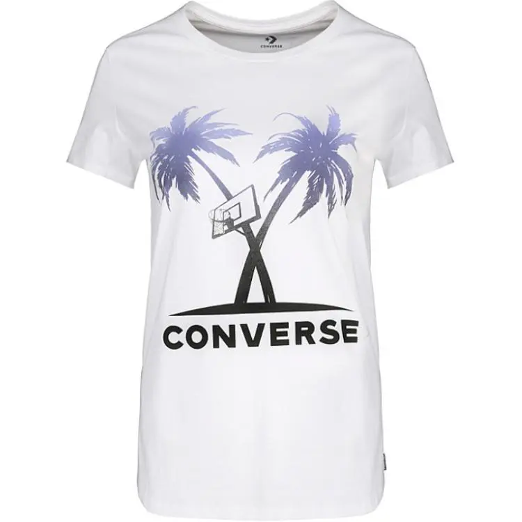 Converse T-Shirts Women's White Crew Neck Moderate Straight Fit