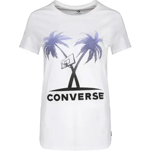Converse T Shirts Women's White Crew Neck Moderate Straight Fit
