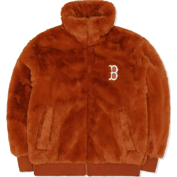 MLB Boston Red Sox Jackets Women's Brown Stand Collar Moderate Straight Fit