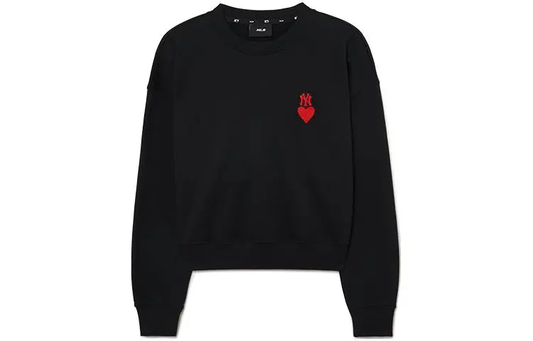 MLB New York Yankees Sweatshirts Women's Black Crew Neck Moderate Regular