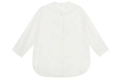 UNIQLO Shirts Women's Ivory Stand Collar Moderate Shirt