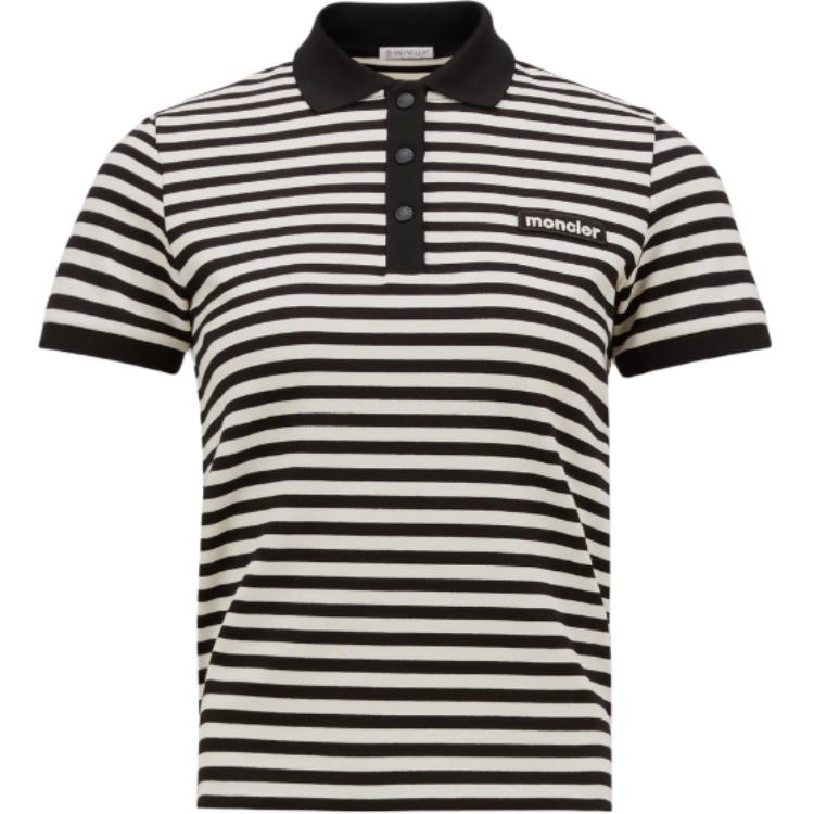 Женская футболка Moncler SS25 Polo (сине-белая)