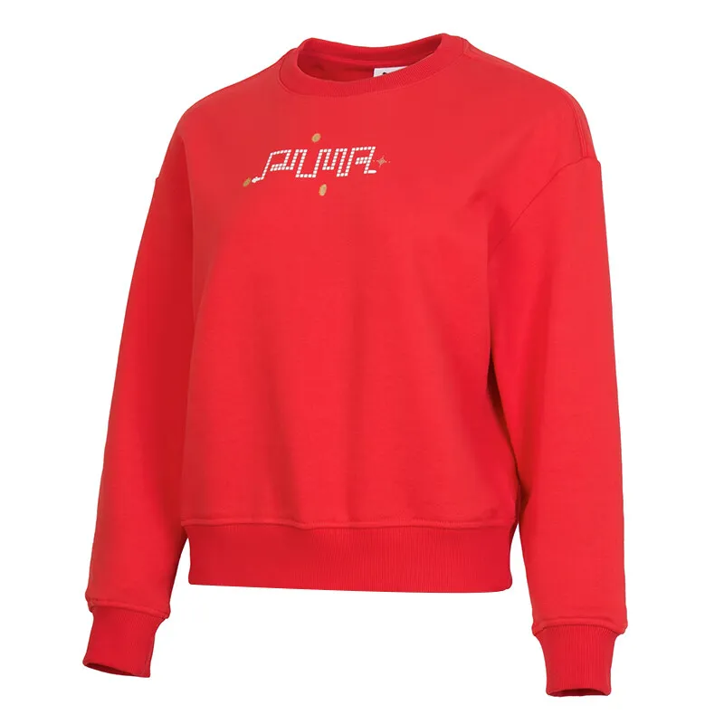 PUMA Sweatshirts Women's Red Crew Neck Moderate Regular