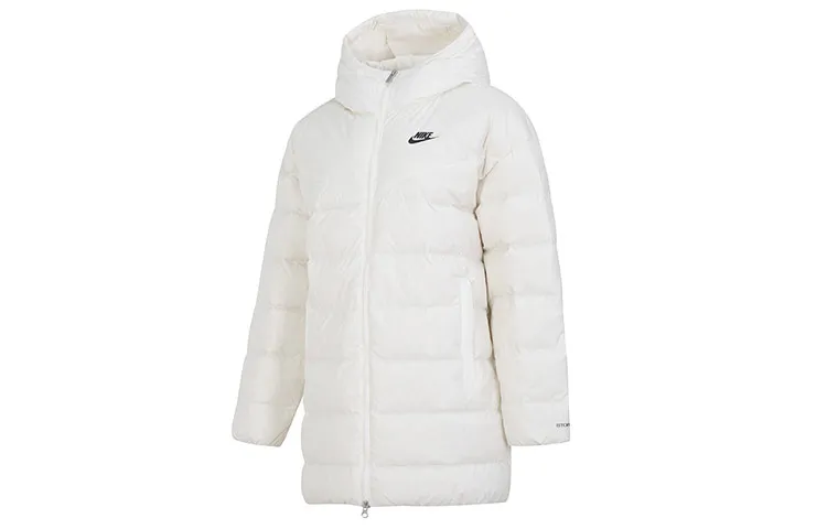 Nike Down Jackets Women's White Hooded (Non-detachable) Moderate Straight Fit