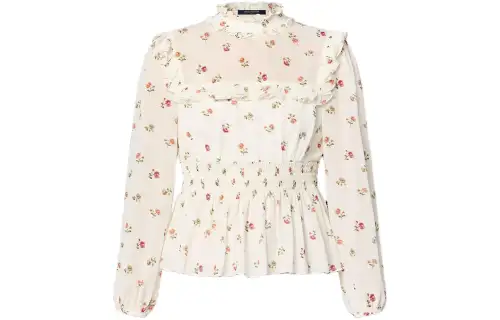 LOUIS VUITTON Floral Print Ruffle Trim Blouse