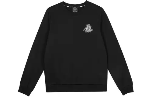 Skechers Colorful Letter Crew Neck Pullover Fleece Lined Sweatshirt Women's Carbon Black