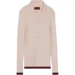 GUCCI Ribbed Knit Long Sleeve Polo Shirt