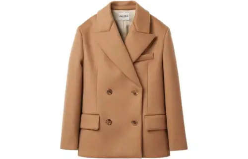 MIU MIU Jackets Women's Camel Brown Lapel Thickened Other