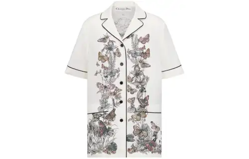 DIOR Shirts Women's White Cuban Collar Moderate Shirt