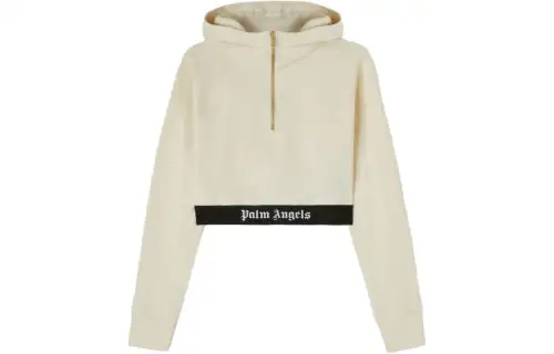 Palm Angels logo-tape cropped hoodie