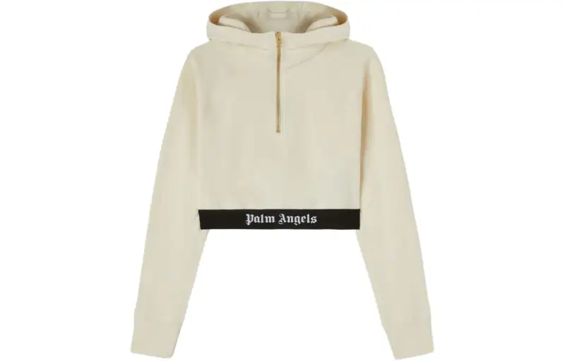 Palm Angels logo-tape cropped hoodie