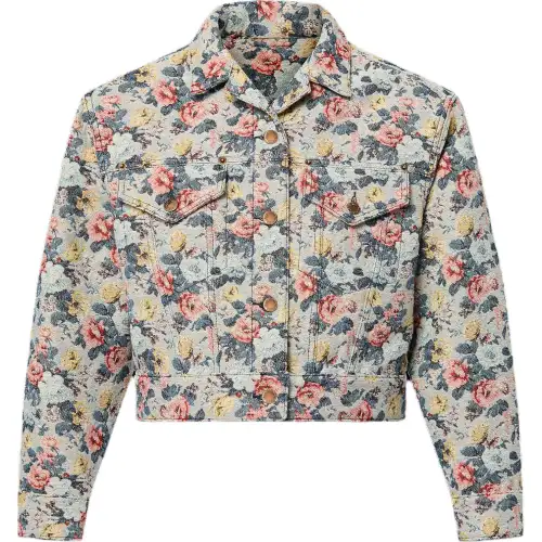 Lv Cropped Floral Jacquard Jacket