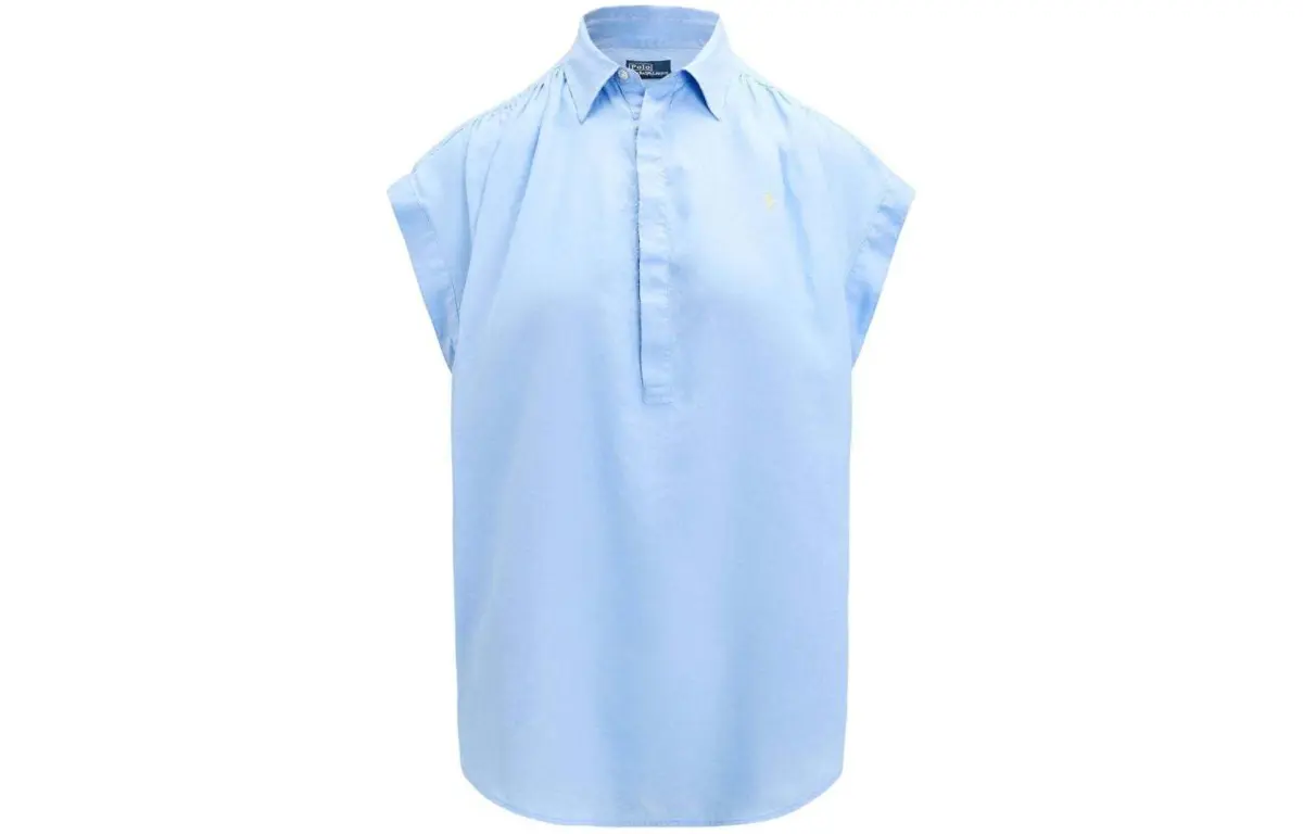 Polo Ralph Lauren Polo Pony Embroidered Curved Hem Blouse