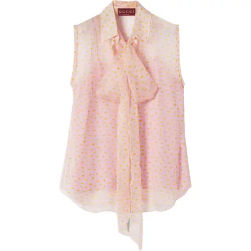 GUCCI Printed Neck Bow Sleeveless Top
