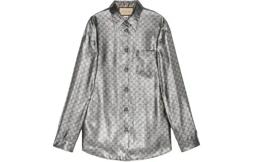 GUCCI Monogrammed Metallic Long-Sleeve Shirt