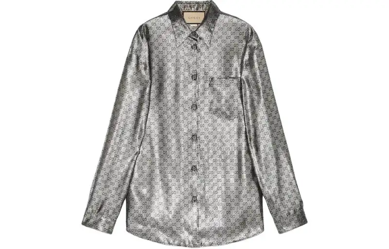 GUCCI Monogrammed Metallic Long-Sleeve Shirt