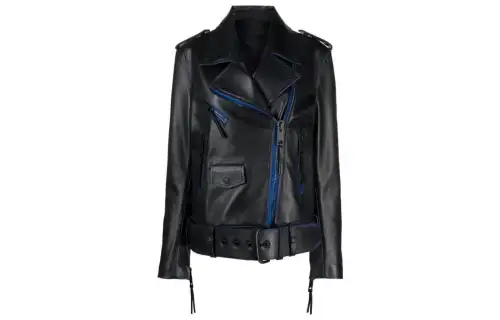 OFF-WHITE contrast-trim leather jacket