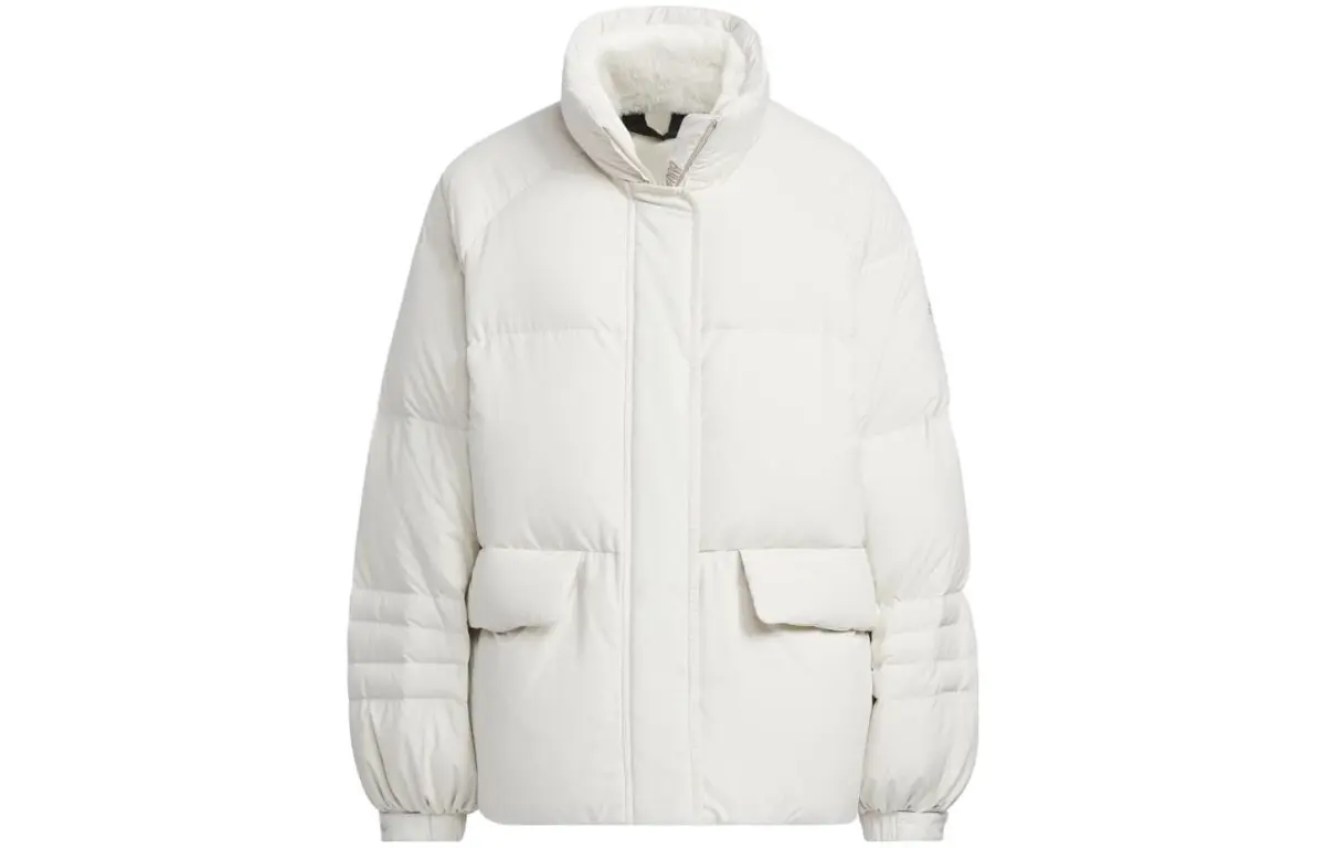 Adidas Down Jackets Women's Beige Stand Collar Moderate Puffer Jacket