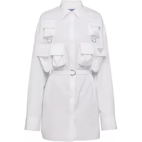 PRADA Shirts Women's White Lapel Moderate Other
