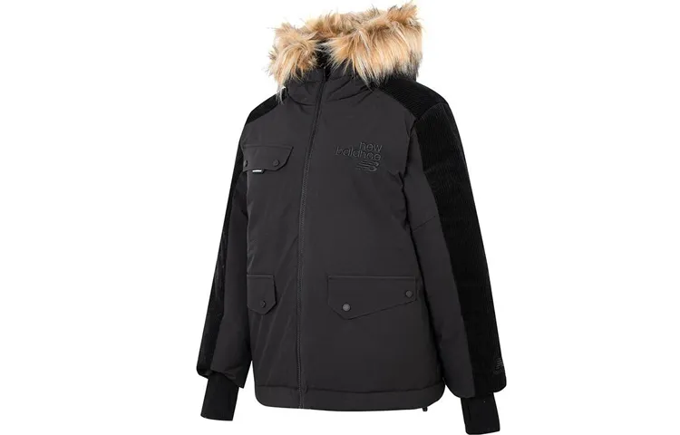 New Balance TDS Down Jackets Women's Black Hooded Moderate Straight Fit