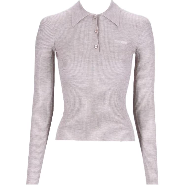 MIU MIU FW24 Polo Shirt Women's Gray
