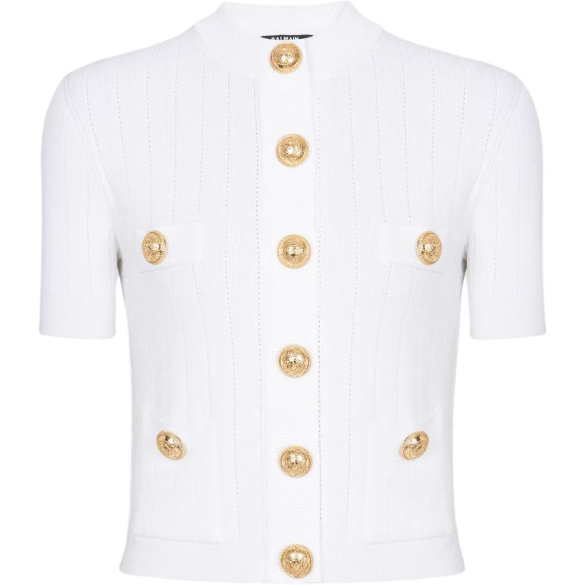 Женский трикотажный топ BALMAIN (белый)