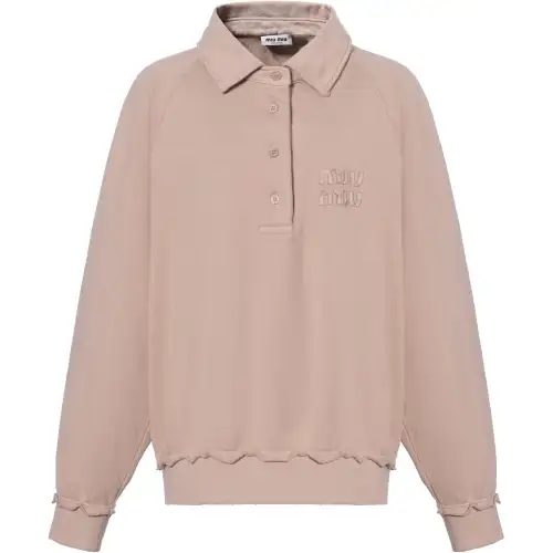 MIU MIU Logo-Detailed Polo Sweatshirt