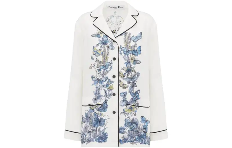 DIOR Shirts Women's White Cuban Collar Moderate Shirt