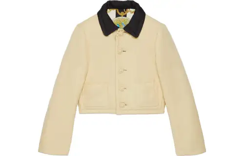 GUCCI Jackets Women's Ivory White Square Collar Moderate Other