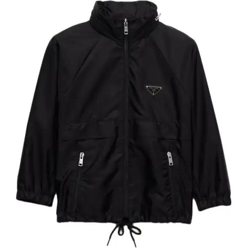 Prada triangle logo cropped rain jacket