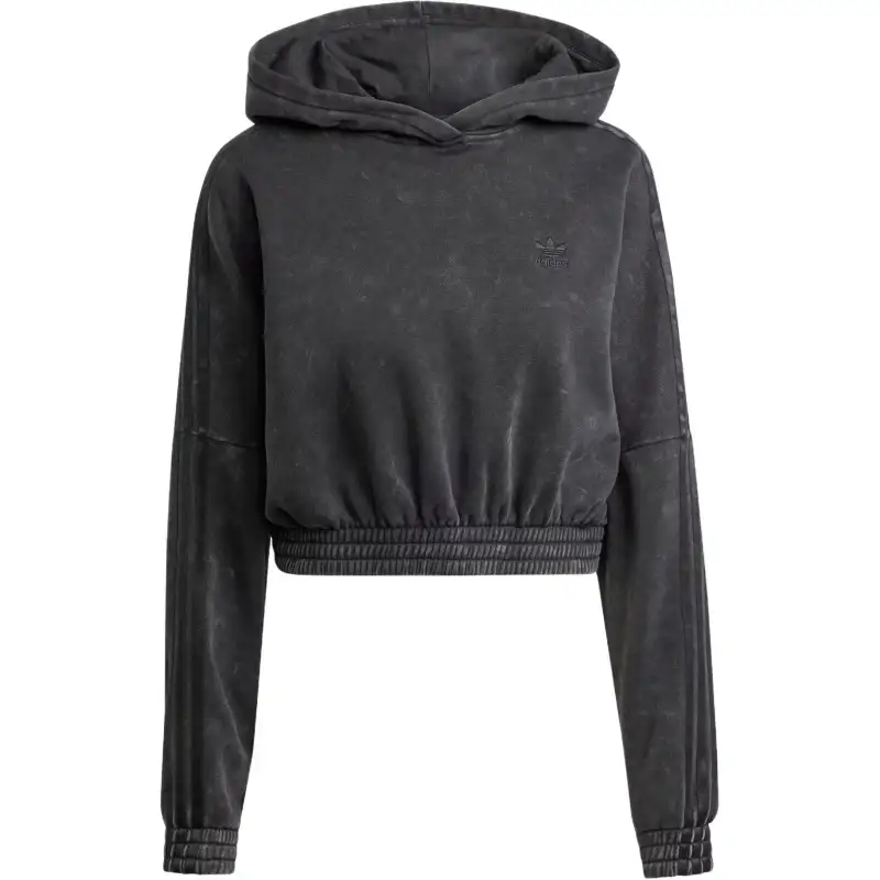 Adidas Washed Out Crop Oversized Zip Hoodie Black