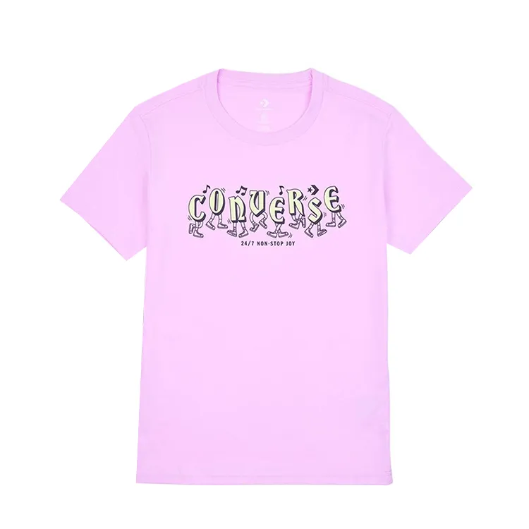 Converse T-Shirts Women's Pink Crew Neck Moderate Other