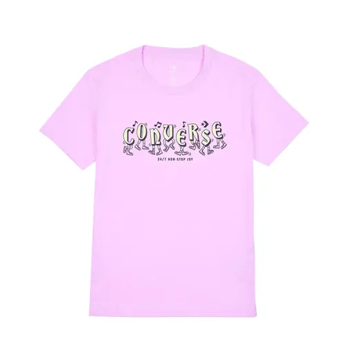 Converse T Shirts Women's Pink Crew Neck Moderate Other