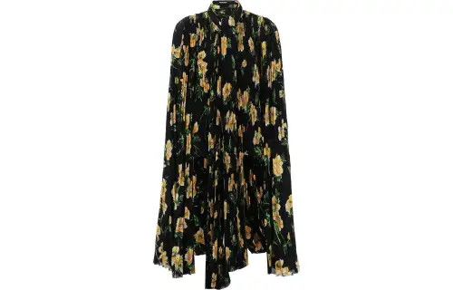 Balenciaga Floral Printed Pleated Scarf Blouse