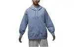 Jordan Flight Solid Color Hooded Fleece Lined Drawstring Casual Sweatshirt Women's Blue Gray