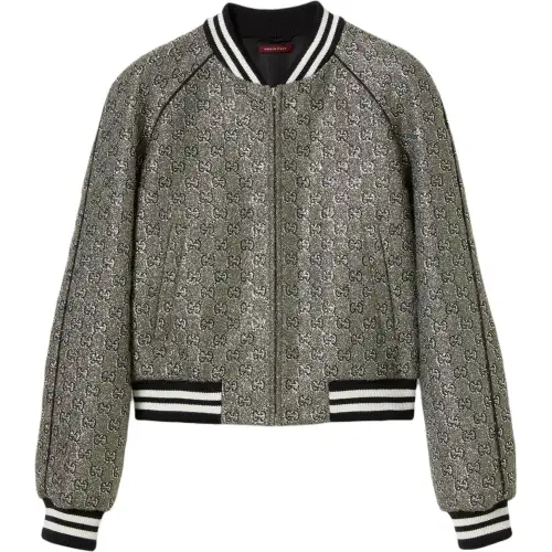GUCCI Embroidered Tweed Bomber Jacket