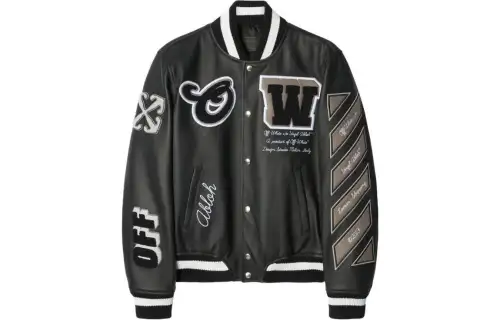 OFF-WHITE Moon Leather Varsity Jacket