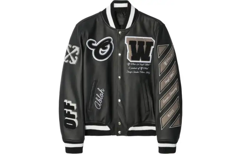 OFF-WHITE Moon Leather Varsity Jacket
