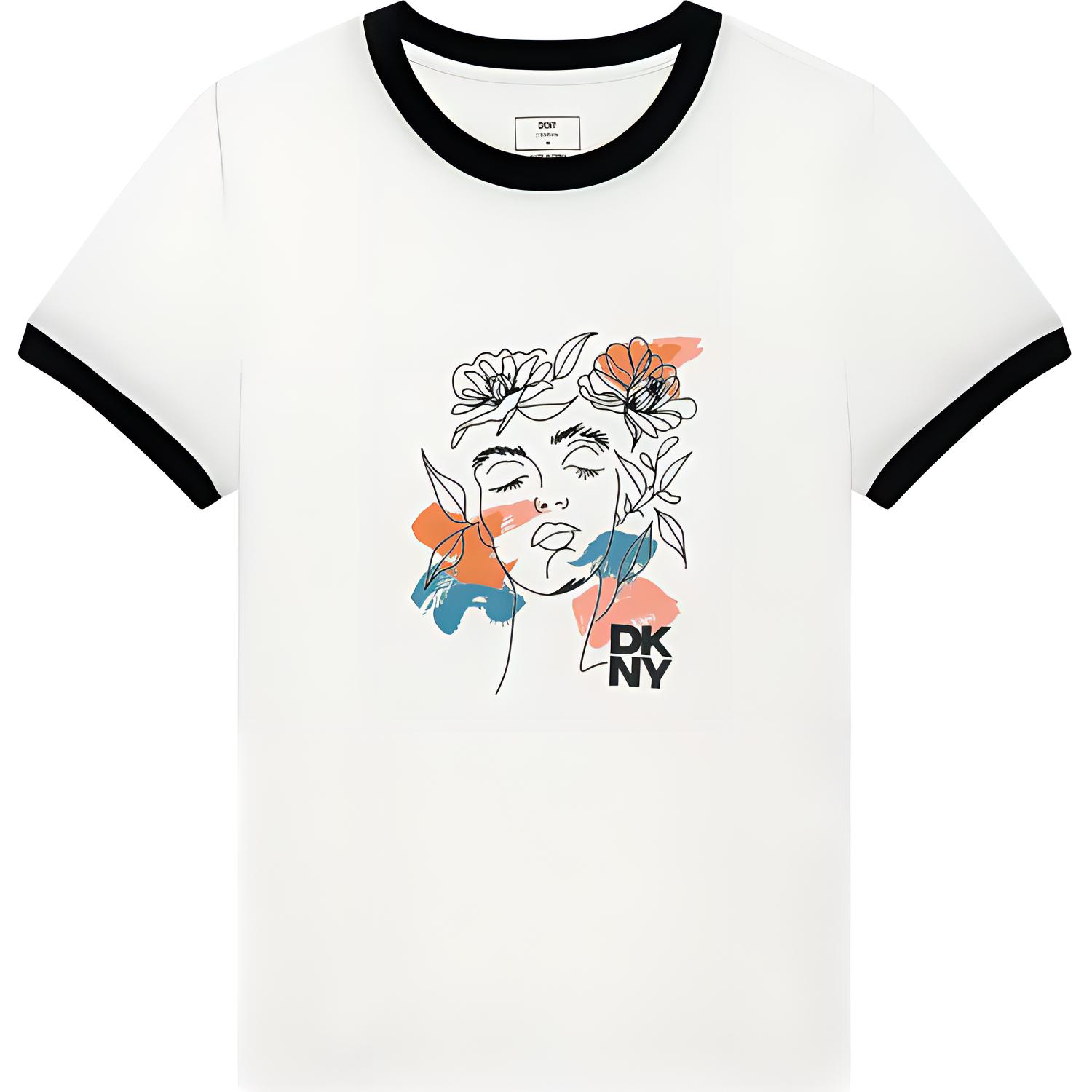 DKNY Круглый воротник Петух короткий рукав Обычная T -Frish женский белый