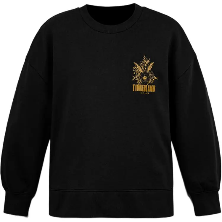 Timberland Casual Loose Fit Crew Neck Fleece Lined Sweatshirt Women's Black