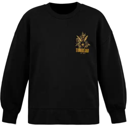 Timberland Casual Loose Fit Crew Neck Fleece Lined Sweatshirt Women's Black