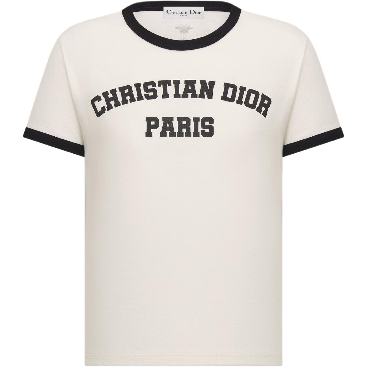 DIOR Dior SS25 Cruise early spring ready-to-wear series Christian Dior Paris standard round neck short-sleeved T-shirt women's white